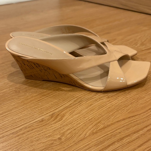 Stuart Weitzman Beige Patent Wedge Sandals - Picture 2 of 6
